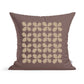 A square brown pillow with a pinecone pattern of small, golden leaves arranged in a grid across its front. The fabric appears smooth, and the leaves' detailed design adds an elegant touch to this Maine Pinecones Pillow by Rustic County.